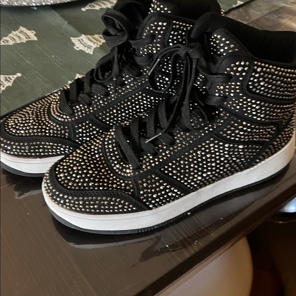 Black and Gold bling High-Top Sneakers - Picture 13 of 13